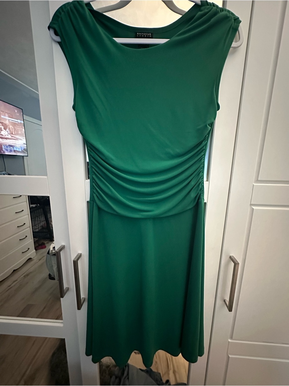 Enfocus Studio Emerald Green Ruched-Waist Dress